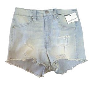 Destroyed Light Wsh Blue Denim Shorts Jean Shorts Size 1 NEW NWT